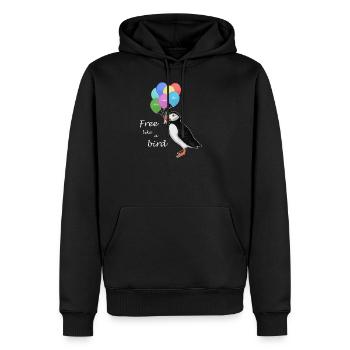Papageitaucher Free Like A Birds Vogel Zeichnung - Männer Premium Bio Hoodie - Schwarz - Vorne - Nico (187cm)