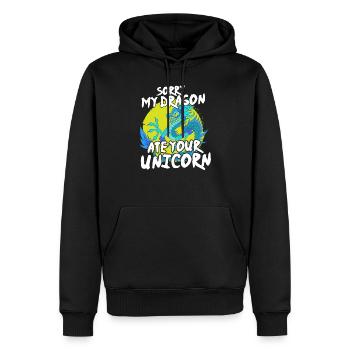 Sorry My Dragon Ate Your Unicorn Funny - Männer Premium Bio Hoodie - Schwarz - Vorne - Nico (187cm)