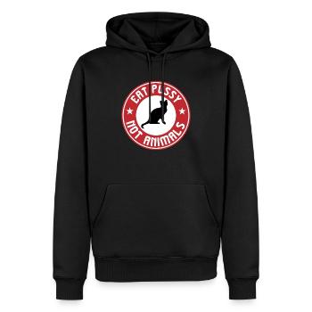 Mange la chatte pas les animaux - Sweat à capuche Premium bio Homme - noir - Devant - Nico (187cm)