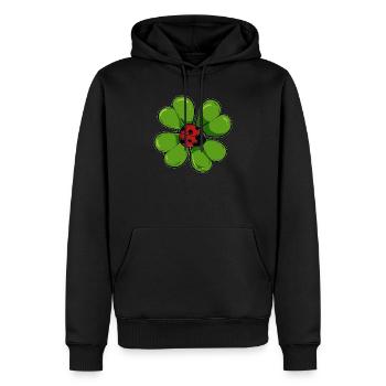Méditation Coccinelle Méditation Namaste Trèfle Zen - Sweat à capuche Premium bio Homme - noir - Devant - Nico (187cm)