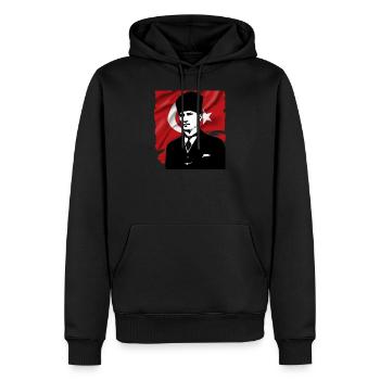 Mustafa Kemal Ataturk père de Turquie - Sweat à capuche Premium bio Homme - noir - Devant - Nico (187cm)