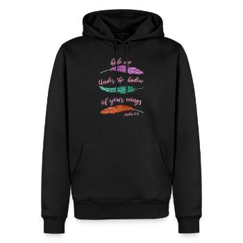 Christian Gift Print Jesus Under Wings Religious - Men’s Premium Organic Hoodie - black - Front - Nico (187cm)