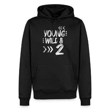 Anniversaire Deux ans 2 anniversaire cadeau enfants - Sweat à capuche Premium bio Homme - noir - Devant - Nico (187cm)