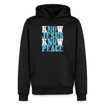 Jesus Know Peace Christian Gift Print Know - Men’s Premium Organic Hoodie - black - Front - Nico (187cm)