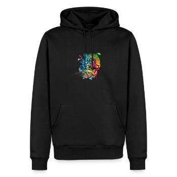 Léopard aquarelle - Sweat à capuche Premium bio Homme - noir - Devant - Nico (187cm)