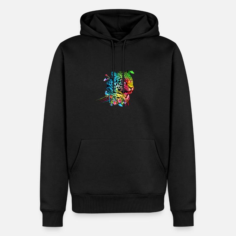 Léopard aquarelle - Sweat à capuche Premium bio Homme - noir