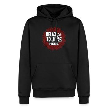 DJ Relax Der DJ ist da - Männer Premium Bio Hoodie - Schwarz - Vorne - Nico (187cm)