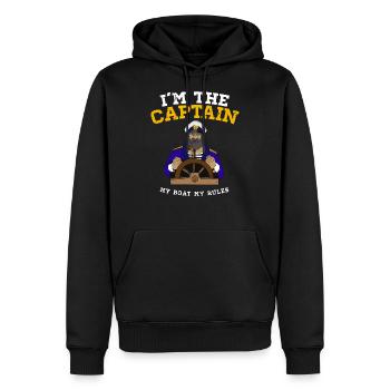 Kapitän - Mein Boot meine Regeln - Männer Premium Bio Hoodie - Schwarz - Vorne - Nico (187cm)