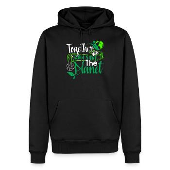 Tag der Erde Gemeinsam können wir die Erde retten - Männer Premium Bio Hoodie - Schwarz - Vorne - Nico (187cm)