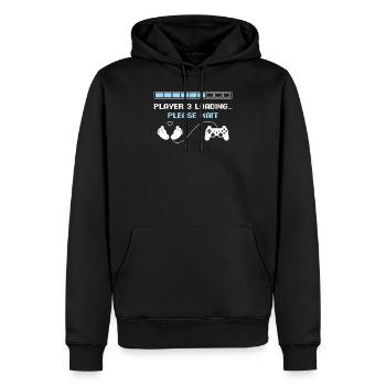 Spieler 3 Laden Funny Gaming Pregnancy Announceme - Männer Premium Bio Hoodie - Schwarz - Vorne - Nico (187cm)