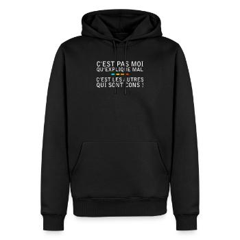 C'est Pas Moi Qui explique Mal - Sweat à capuche Premium bio Homme - noir - Devant - Nico (187cm)