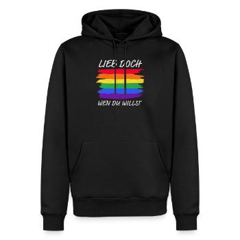 Lieb doch wen du willst LGBTQ+ Regenbogen - Männer Premium Bio Hoodie - Schwarz - Vorne - Nico (187cm)