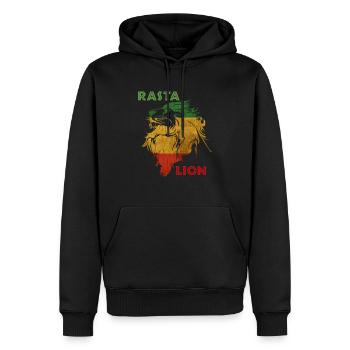 Rasta Lion T-Shirt, Lion of Judah T-Shirt - Männer Premium Bio Hoodie - Schwarz - Vorne - Nico (187cm)