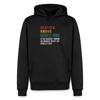 Opa weiß alles T-Shirt, lustiger Opa Gi - Männer Premium Bio Hoodie - Schwarz - Vorne - Nico (187cm)