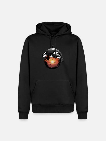 Orca Killerwal Palmenstrand - Männer Premium Bio Hoodie - Schwarz