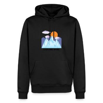 Camping camper hiking hiking mount mountains outdoor - Men’s Premium Organic Hoodie - black - Front - Nico (187cm)
