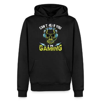 Can t Hear you I m Gaming - Men’s Premium Organic Hoodie - black - Front - Nico (187cm)