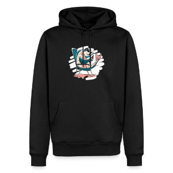 Beim Carp fishing hast du Bock auf Bier - Männer Premium Bio Hoodie - Schwarz - Vorne - Nico (187cm)
