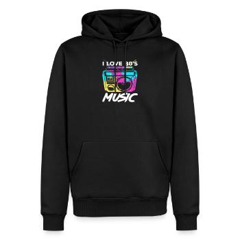 Ich liebe 80er Jahre Musik Boombox Retro - Männer Premium Bio Hoodie - Schwarz - Vorne - Nico (187cm)