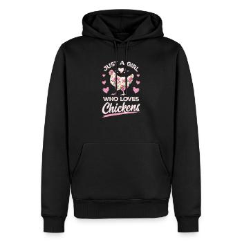 Nur ein Mädchen, das Hühner Farmer Girl Geschenk liebt - Männer Premium Bio Hoodie - Schwarz - Vorne - Nico (187cm)