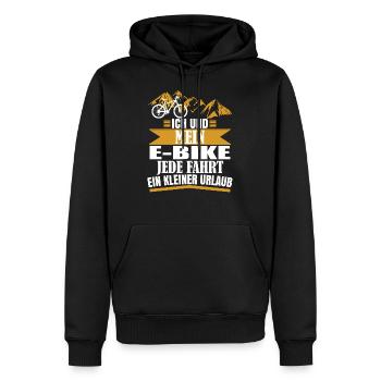 Fahrradfahrer Ebike Fahrradmotiv Geschenk - Männer Premium Bio Hoodie - Schwarz - Vorne - Nico (187cm)