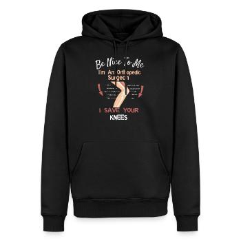 Graphique drôle de chirurgien orthopédiste Enregistrez votre genou - Sweat à capuche Premium bio Homme - noir - Devant - Nico (187cm)