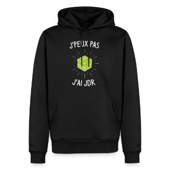 J'peux pas j'ai jeux de rôles (JDR) - Sweat à capuche Premium bio Homme - noir - Devant - Nico (187cm)