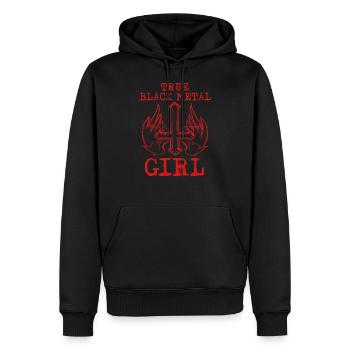 TRUE BLACK METAL GIRL - Sweat à capuche Premium bio Homme - noir - Devant - Nico (187cm)