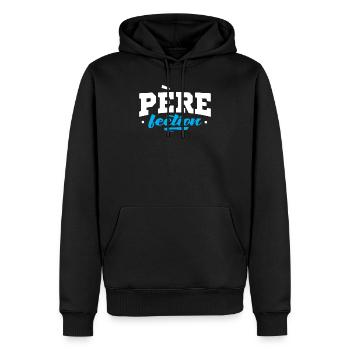 Vater-fectIon - Männer Premium Bio Hoodie - Schwarz - Vorne - Nico (187cm)