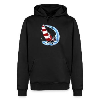 Liebe Segeln Geschenk drucken Retro Seemann und Ozean - Männer Premium Bio Hoodie - Schwarz - Vorne - Nico (187cm)