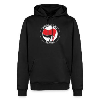 Drapeau antifasciste antifa - antiracisme antifasciste - Sweat à capuche Premium bio Homme - noir - Devant - Nico (187cm)