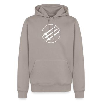 Iron front antifa - antiracism and antifascist - Men’s Premium Organic Hoodie - taupe - Front - Nico (187cm)