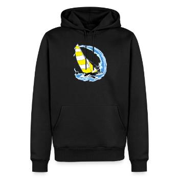 Sailboat And Wave Gift Design Vintage Sailor - Men’s Premium Organic Hoodie - black - Front - Nico (187cm)