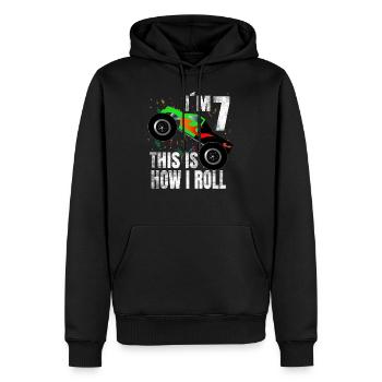 Geburtstag Junge 7 Jahre Monster Truck Geschenk - Männer Premium Bio Hoodie - Schwarz - Vorne - Nico (187cm)