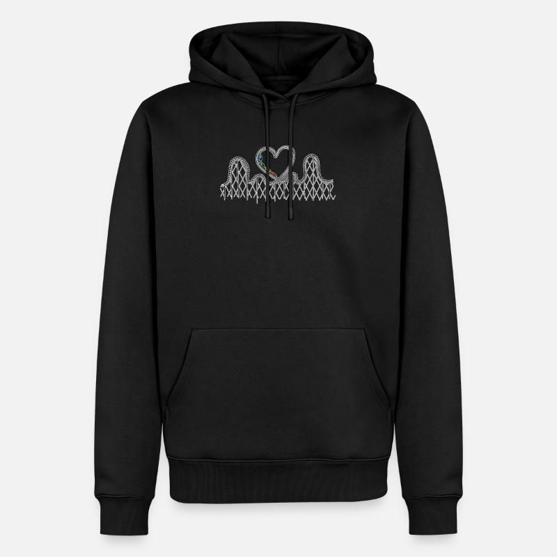 Achterbahn Herz - Männer Premium Bio Hoodie - Schwarz