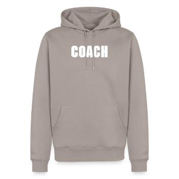 ENTRAÎNEUR - Sweat à capuche Premium bio Homme - taupe - Devant - Nico (187cm)