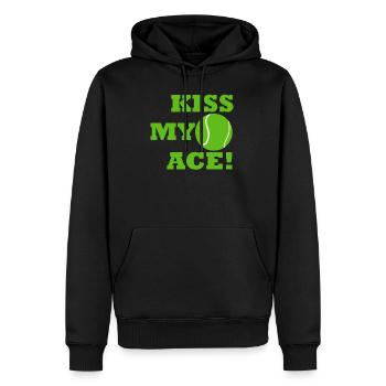 Tennis - KISS MY ACE - Sweat à capuche Premium bio Homme - noir - Devant - Nico (187cm)