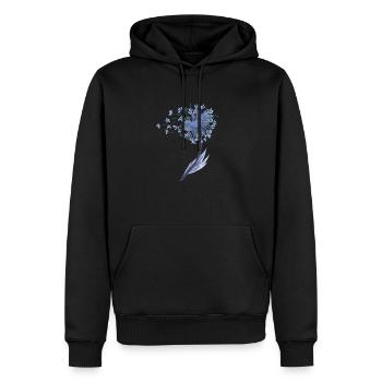 Pissenlit pissenlit graines soufflant vent symbole - Sweat à capuche Premium bio Homme - noir - Devant - Nico (187cm)