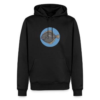 Plattfisch Scholle Flunder Klische Brandungsangeln - Männer Premium Bio Hoodie - Schwarz - Vorne - Nico (187cm)