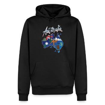 Voyage Australie Fun Aussie Map Gift Design Idea - Sweat à capuche Premium bio Homme - noir - Devant - Nico (187cm)
