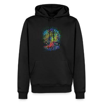 Buntes Baum des Lebensgeschenk Der Baum des Lebens Yoga - Männer Premium Bio Hoodie - Schwarz - Vorne - Nico (187cm)