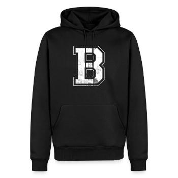 B Anfangsbuchstabe B College Schrift Name Stadt - Männer Premium Bio Hoodie - Schwarz - Vorne - Nico (187cm)