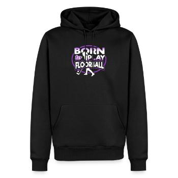 Floorball – Unihockey – Salibandy - Männer Premium Bio Hoodie - Schwarz - Vorne - Nico (187cm)