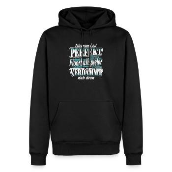 Floorball – Unihockey – Salibandy - Männer Premium Bio Hoodie - Schwarz - Vorne - Nico (187cm)