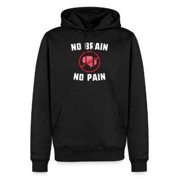Pas de cerveau, pas de douleur - blague d'humour drôle - Sweat à capuche Premium bio Homme - noir - Devant - Nico (187cm)