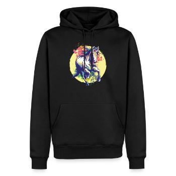 Colorful Rainbow Cute Funny Unicorn Rave - Männer Premium Bio Hoodie - Schwarz - Vorne - Nico (187cm)