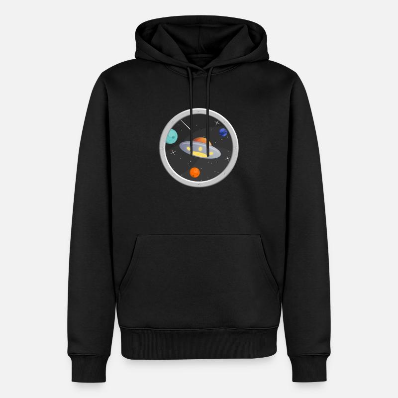 Fenêtre dans l'espace avec UFO - Sweat à capuche Premium bio Homme - noir