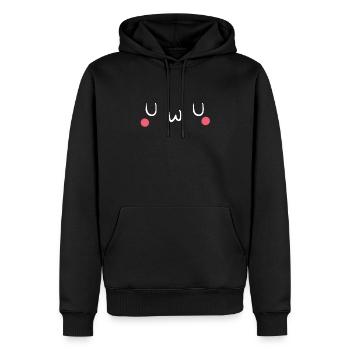 U w U - Sourire Anime Japon - Sweat à capuche Premium bio Homme - noir - Devant - Nico (187cm)