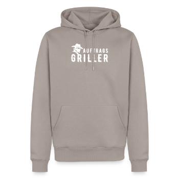 Auftragsgriller - BBQ Grillen - Männer Premium Bio Hoodie - Taupe - Vorne - Nico (187cm)