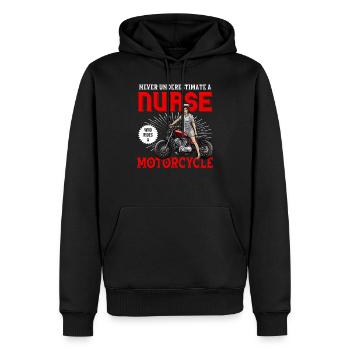 Infirmière motard infirmière cadeau - Sweat à capuche Premium bio Homme - noir - Devant - Nico (187cm)